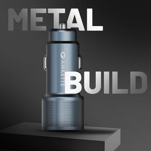 Image of MOZEN by Amkette PowerPro 75W Car Charger Type C 45W + USB A 30W Dual Port Car Charger Socket, Fast Charging, Metal Build, Safety Protections, Multi-Device Compatible - Mobiles, Tablets & More