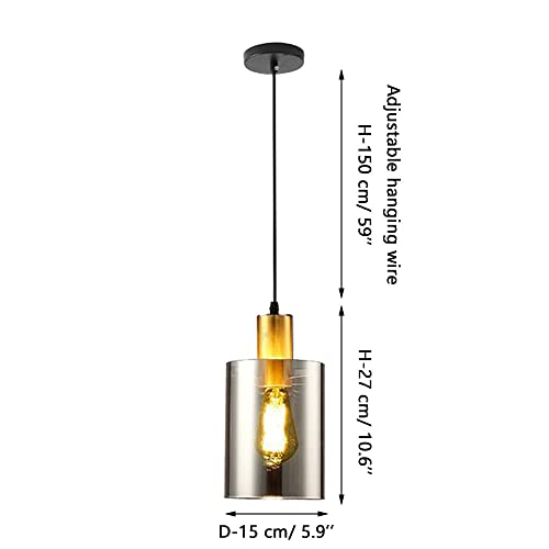 Luz colgante retro minimalista E27 de vidrio gris para iluminación de dormitorio 7