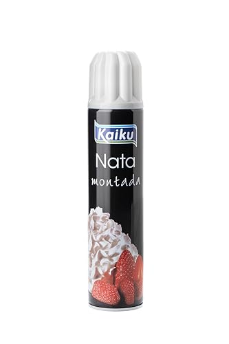 KAIKU - Nata Dulce en Spray 500 g, Ligera, Cremosa y Lista para Usar, Ideal para Postres, Café y Repostería, Fácil de Aplicar y de gran Sabor, sin Gluten y con Lactosa, Formato Práctico