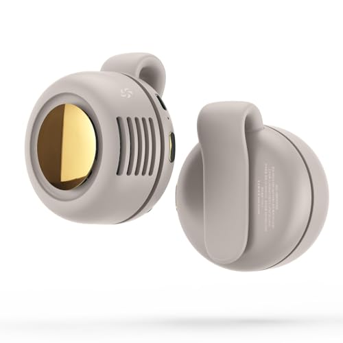 Mini ventilador eléctrico portátil silencioso sin aspas con clip, recargable por USB, 3 velocidades, enfriador de aire de 360 grados, manos libres, para exteriores, viajes y oficina (BB)