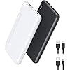 Portable Charger 2-Pack 10000mAh Power Bank High Capacity Power Bank Ultra Slim External Phone Battery Pack with Dual Input & Output for iPhone 12 Pro, Galaxy S10, Pixel 4, (Black + White)