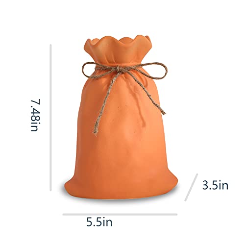 Oymomyo Ceramic Bag Vases For Flowers, Purse Bag Unique Modern Funky Vases Minimalist Home Decorative Living Room For Office Bedroom Centerpiece Décor (Orange) #TOP1