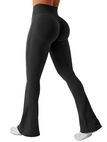 YEOREO Mini Flare Leggings Womens Workout Butt Lifting Legging Hidden Scrunch Seamless 32 Impact Lilliean Yoga Pants Black M