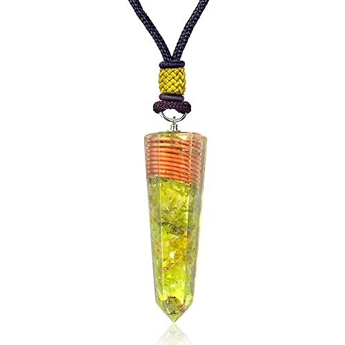 Orgonite Pendant Necklace - Peridot Crystal Orgone pendant with Orgone Energy E-Energy Protection-Cho Ku Rei Reiki Charged-Negative Energy Transformer-Tested E-Ray, E-Energy Protection