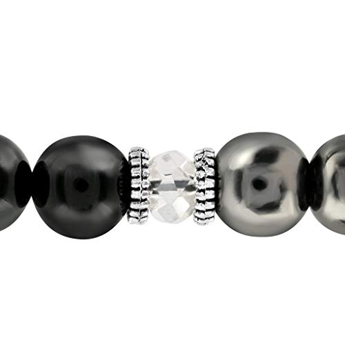 Believe London Hematite Magnetic Therapy Bracelet With Jewelry Bag & Meaning Card | Strong Elastic | Precious Natural Stones Healing (Hematite & Tourmaline 6.5") #TOP4