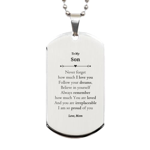 To My Son Silver Dog Tag Graduation Gifts from Mom,