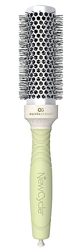 Olivia Garden NewCycle Round Thermal Hair Brush (not Electrical) with Ceramic Barrel, Ionic Technology and Made from 100% Recycled Material (Except bristles)
