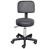 HOMCOM Tabouret Massage a roulettes reglable en Hauteur pivotant avec Dossier Ergonomique Noir
