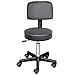 HOMCOM Tabouret Massage a roulettes reglable en Hauteur pivotant avec Dossier Ergonomique Noir