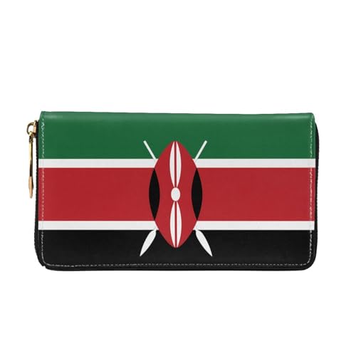 Flag of Kenya Long leather wallet - with zipper - portable and waterproof, suitable for office, study and daily use2
