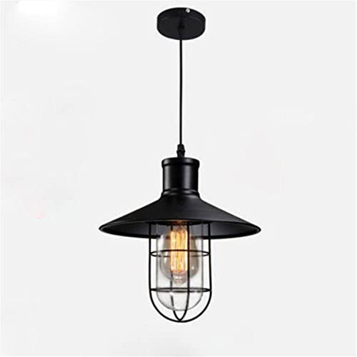 LIRRGHTE Luz Colgante Industrial Retro Lámpara de Cristal Pantalla de Metal Antiguo Hierro Forjado Luz Colgante Enjaulada para Bar Café Restaurante Comedor Cocina Cover