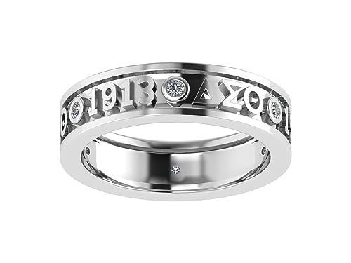 DELTA SIGMA THETA STERLING SILVER ETERNITY RING WITH WHITE CRYSTAL DST-R011