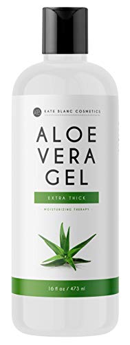 Aloe Vera Gel for Moisturizing Skin & Hair (Large 16oz) by Kate Blanc Cosmetics. Made from Freshly Cut Organic Pure Aloe Plant. (Extra Thick)