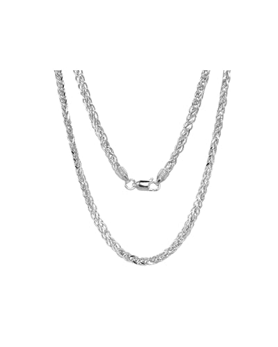 JEWELHEART 14K Gold Square Wheat Chain 1.7mm 2.2mm White Real Gold Chains For Men Diamond Cut Braided Franco Chain Necklace For Women with Lobster Clasp 16