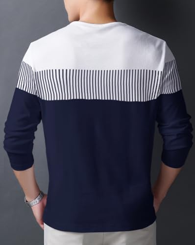 Image of Noble Monk Men Full Sleeve Round Neck T-Shirt | Printed Sleeves |Regular fit Tshirt for Men