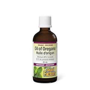 Natural Factors Organic Oil of Oregano, 60ml, Minimum 80% Carvacrol, Provides Antioxidant Protection for the Maintenance of Good Health, Proudly Canadian