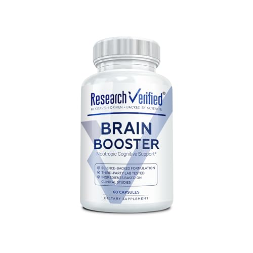 Research Verified Brain Booster - Brain Supplement for Memory and Focus Nootropic Supplement for Cognitive Support - 60 Vegan Capsules - 1 Month Supply