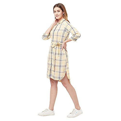 Image of Crimsoune Club Women Beige Checked Shirt Dress