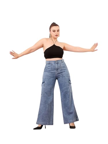 Image of Miss Chase A+ Women's Wide-Leg High Rise Regular Stretchable Denim Jeans