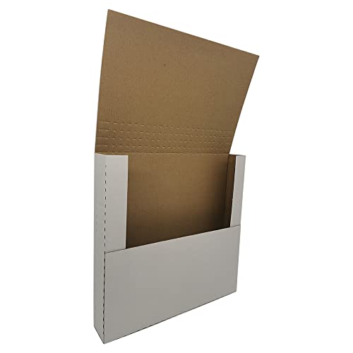 Rnisda 50 Pack 12‘’ Vinyl Record Mailers, 12.5x12.5x2'' Easy-Fold Height adjustable Box Mailers, for Shipping Mailing 12 inch Lp Album, Corrugated Cardboard, White (W1212E50)