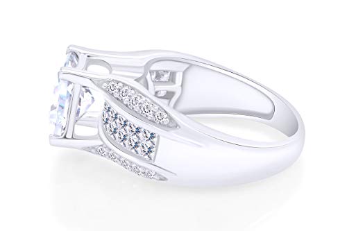 Jewel Zone US White Cubic Zirconia Engagement & Wedding Octagon Bridal Ring Set in 14K Gold Over Sterling Silver3