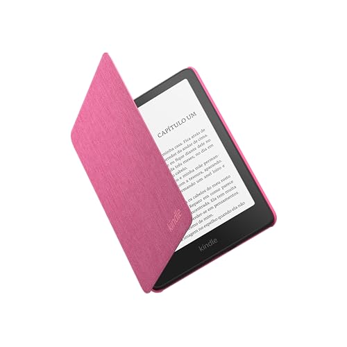 Capa de tecido para Novo Kindle Paperwhite, leve, dobrável e resistente a água – Cor Rosa Framboesa