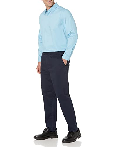 Essentials Men's Regular Fit Long Sleeve Stretch Dress Shirt (Sky Blue, Size: Large) - image 8
