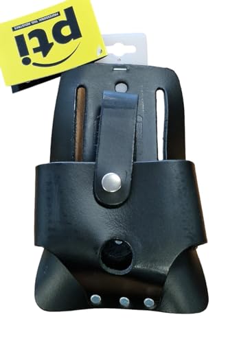 PTI Premium Leather Tape Measure Holder for 8M Measuring Tape for Belt Pouch Pocket, Scaffolding Tools Holder, Black Plumbers Tape