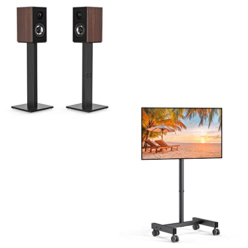 Perlegear Mobile Tv Cart, Rolling Tv Stand For 13-43 Inch Tvs With 30° Tilt Universal Tv Cart For Led/Lcd/Oled Tv Height Adjustable Floor Tv Stand Holds 44Lbs Portable Monitor Stand Max Vesa 200X200Mm #TOP11