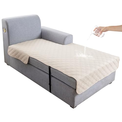 Image of Genina L Shape Couch Cover, Sectional Couch Chaise Covers, Waterproof Washable Sofa Covers for Right L Shape Chaise Lounge, Anti-Slip Sofa Slipcovers for Dogs Cats Pet Friendly(Beige)