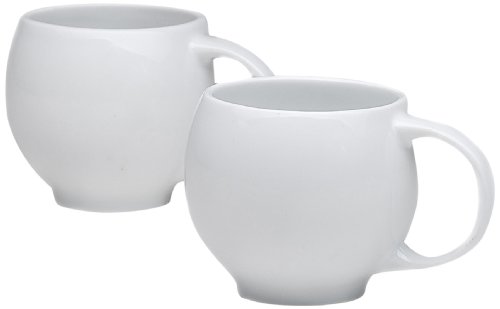 Maia Ming Designs | 2 EVA Tea Cups In Glossy White Porcelain Ceramic | 7 Ounce Specialty Cappucino, Coffee, Tea Cups | Packaged Set of 2