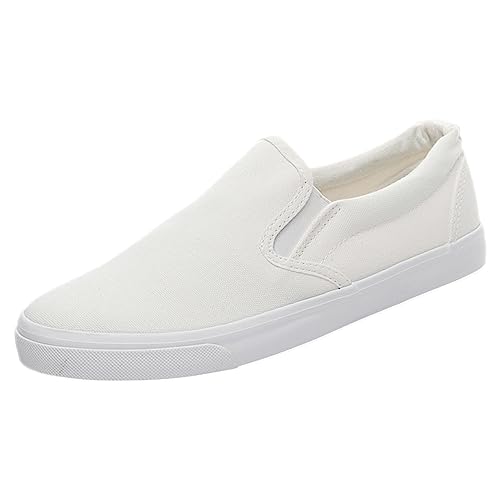Jamron Hombre Color Sólido Slip On Zapatos de Lona Zapatillas Casual Sneakers Plimsolls Weiß SN0706142 EU43