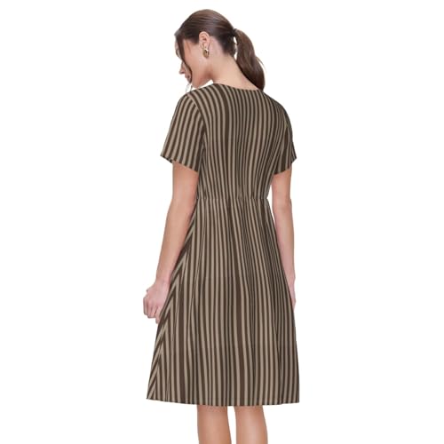 Robe d'été en coton doux à rayures marron confortables - 5