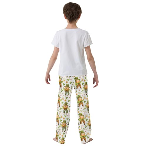 Lovely Leprechaun Clover Boys Long Pants Soft Trousers Elastic Waist Kids Lounge Bottoms with Pockets S-XL3