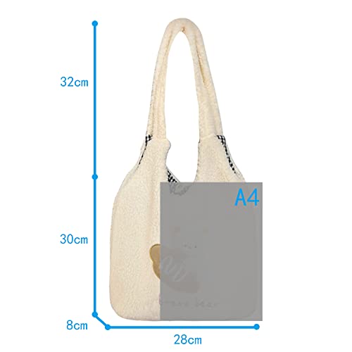 MEGAUK Women Faux Fur Tote Bag Girls Cute Bear Fluffy Shoulder Bag Plush Bag For Shopping Dating - Image 4