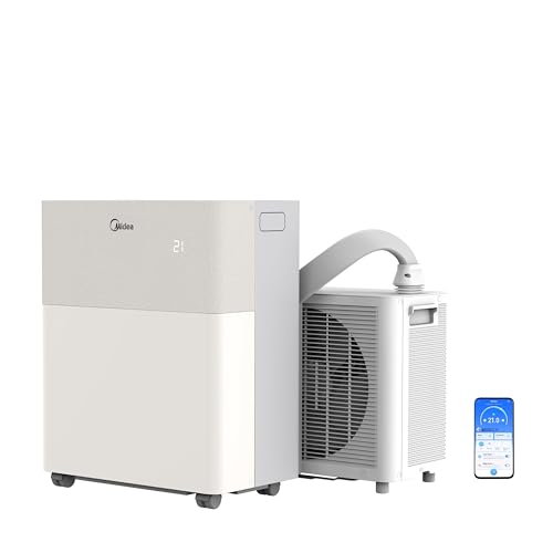 Midea PortaSplit-E Mobile Klimaanlage Kühlen A++/Heizen A+ 12000 BTU 3 5kW Mini-Split-Klimaanlage Farbe Pfirsich für Räume bis zu 42 m / 105 m nur 39 dB(A) im Silent-Modus [Energieklasse A++]
