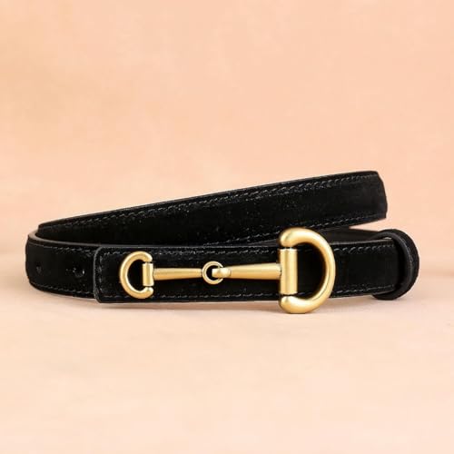 Leather Belt With Gold Buckle For Men & Women, 1.18" Width, Ladies Thin Belt For Jeans Pants Dresses2
