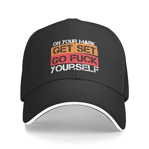 XingFox ¡En Sus Marcas! ¡Prepárense! ¡Ya! Gorra para Hombre y Mujer, Gorra de béisbol clásica, Gorra de Golf de Perfil bajo, Color Negro Unisex.