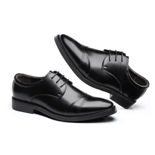 Mens Dress Oxford Shoes Waterproof Leather Lace Up Brogue Non Slip Rubber Sole Block Heel Casual Formal Comfortable Versatile2