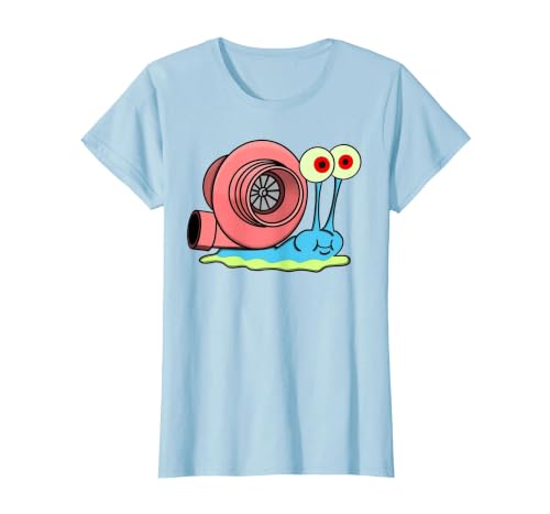 Retro Turbo Car Funny Meme Fast Snail with Racing Vintage T-Shirt, Women, Baby Blue, X-Small