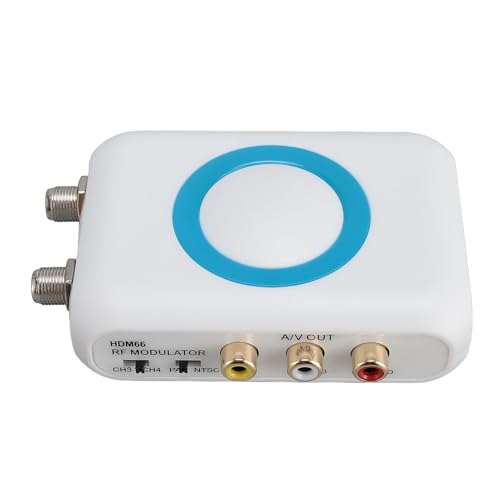 RF Modulator, HDMI to Coaxial RF R CA Converter VHF Modulator Adapter with Female F Type Antenna ANT in Out for DVR Laptop Cable Box HD Digital Video to AV Analog Coax NTSC TV