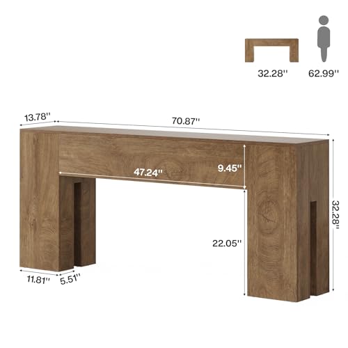 Image of Tribesigns 71-Inch Long Console Table for Entryway, Farmhouse Sofa Console Behind Couch, Entry Table for Hallway, Foyer, Living Room, Natural Oak