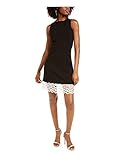 Betsey Johnson Women's Petite Sheath Dress with Lip Lace Hem, Onyx, 8P