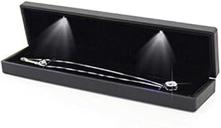 yuyte Jewelry Box, LED Lighted Engagement Necklace Box, Wedding Jewelry Display Case, Gift Storage Box, Small Gift Boxes for Jewellery, Light Up Necklace Box for Anniversary Wedding Birthday