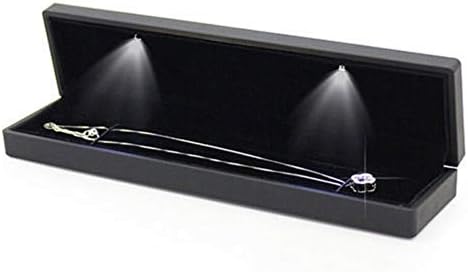 yuyte Jewelry Box, LED Lighted Engagement Necklace Box, Wedding Jewelry Display Case, Gift Storage Box, Small Gift Boxes for Jewellery, Light Up Necklace Box for Anniversary Wedding Birthday