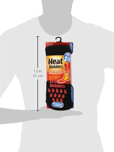 HEAT HOLDERS Mens Thermal 2.3 tog Slipper Socks Black with red 7-123