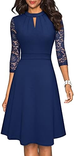 Vestido de Cóctel Elegante para Mujer – Plisado con Mangas de Encaje, Estilo Clásico y Disponible en Varios Colores