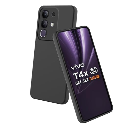 Image of Back Cover for Vivo T4x 5G / Y29 4G / iQOO Z10x 5G | Full Camera Protection | Premium Liquid Silicon Case | Flexible Bumper Case for Vivo T4x 5G / Y29 4G / Y31 Pro 5G / iQOO Z10x 5G (Black)
