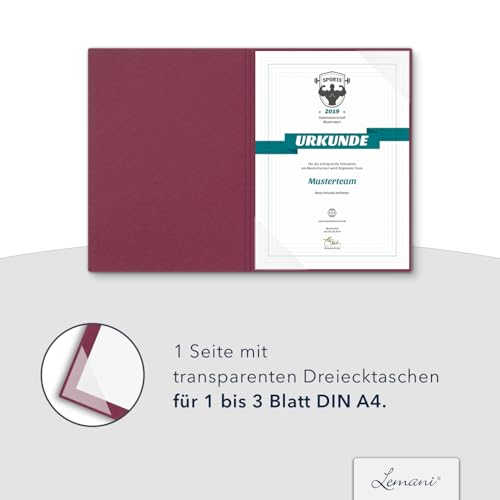 Urkundenmappe A4 Karton - Premium-Qualität mit edler Prägung 'URKUNDE' - BL-exclusivdruck® BASIC - hochwertige Übergabemappen aus 320g/m² Pappe - Urkundenhülle für DIN A4 Papier (Bordeaux, 8 Stück)