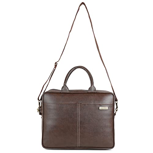 Veneer Vegan Leather Briefcase for Men 17 Inch Laptop Computer Case Business Travel Work Messenger Cross Body Shoulder Bags For Mens and Womens